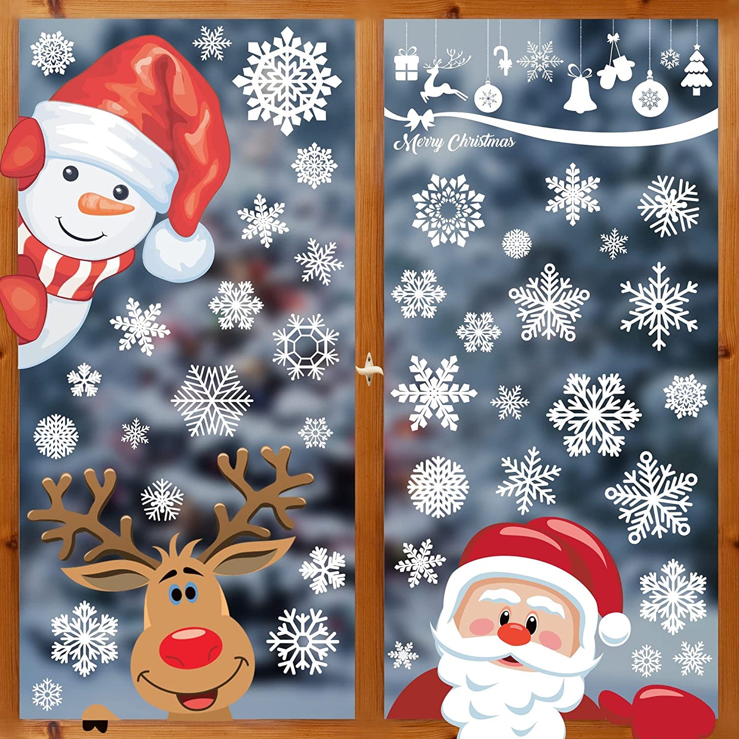 Christmas Decorations - Christmas Window Clings Decorations Stickers Indoor - Snowflakes Window Clings Decor for Home Office Classroom-Miller Ranch TX