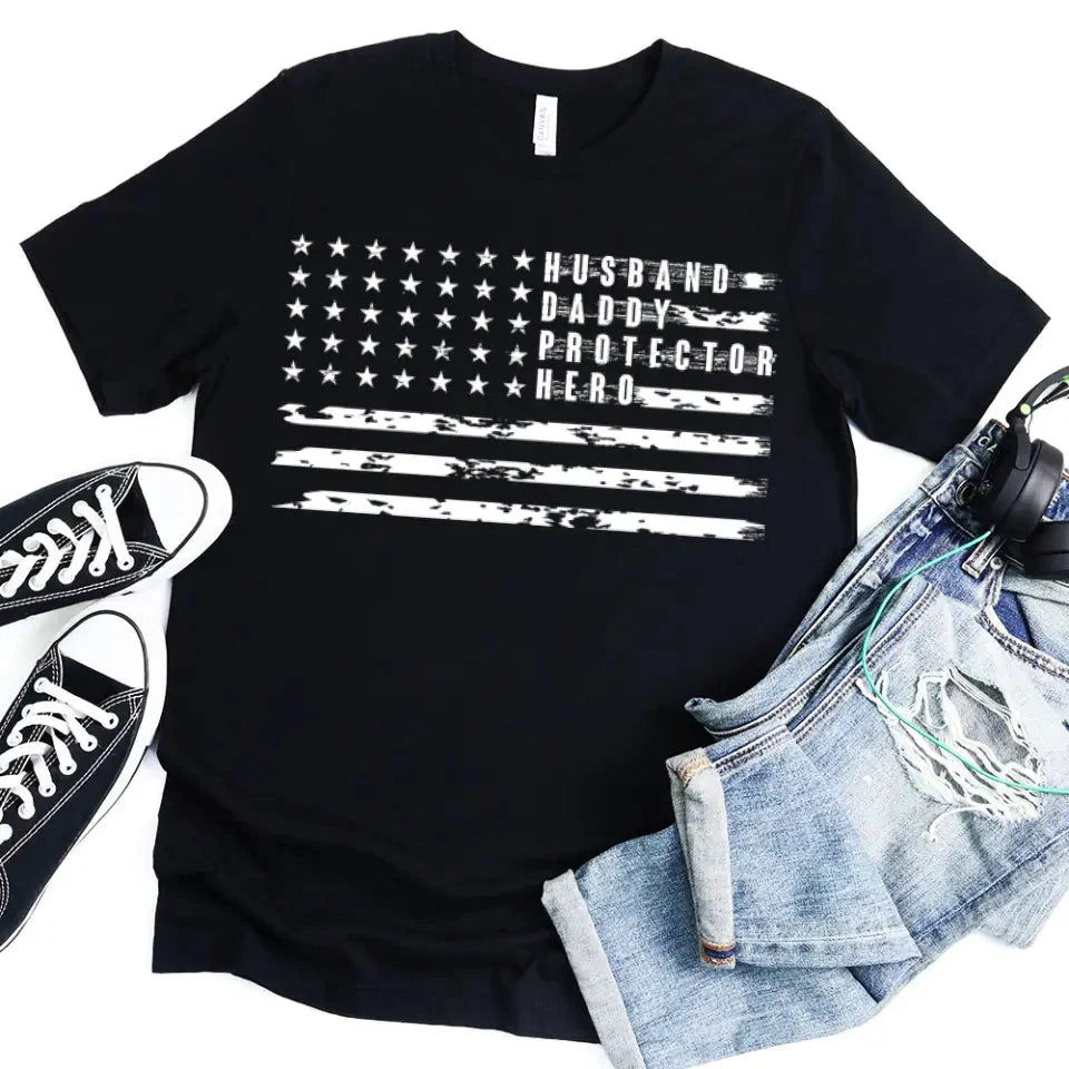 American Dad Flag Patriotic Father's Day T-shirt-Miller Ranch TX