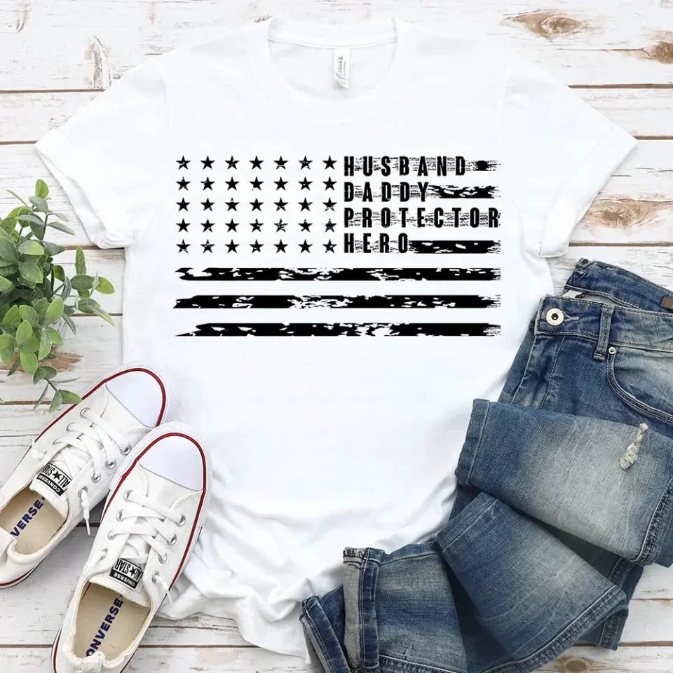 American Dad Flag Patriotic Father's Day T-shirt-Miller Ranch TX