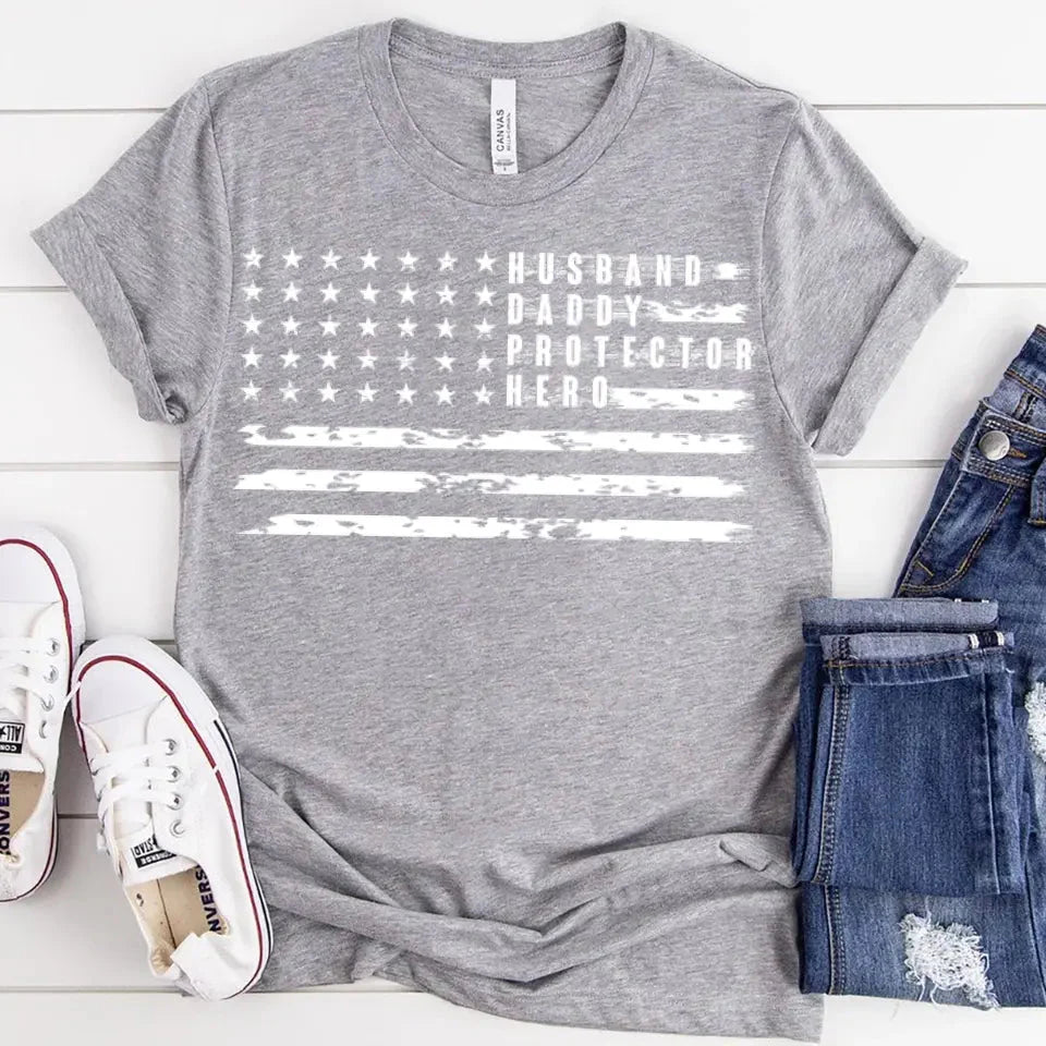 American Dad Flag Patriotic Father's Day T-shirt-Miller Ranch TX