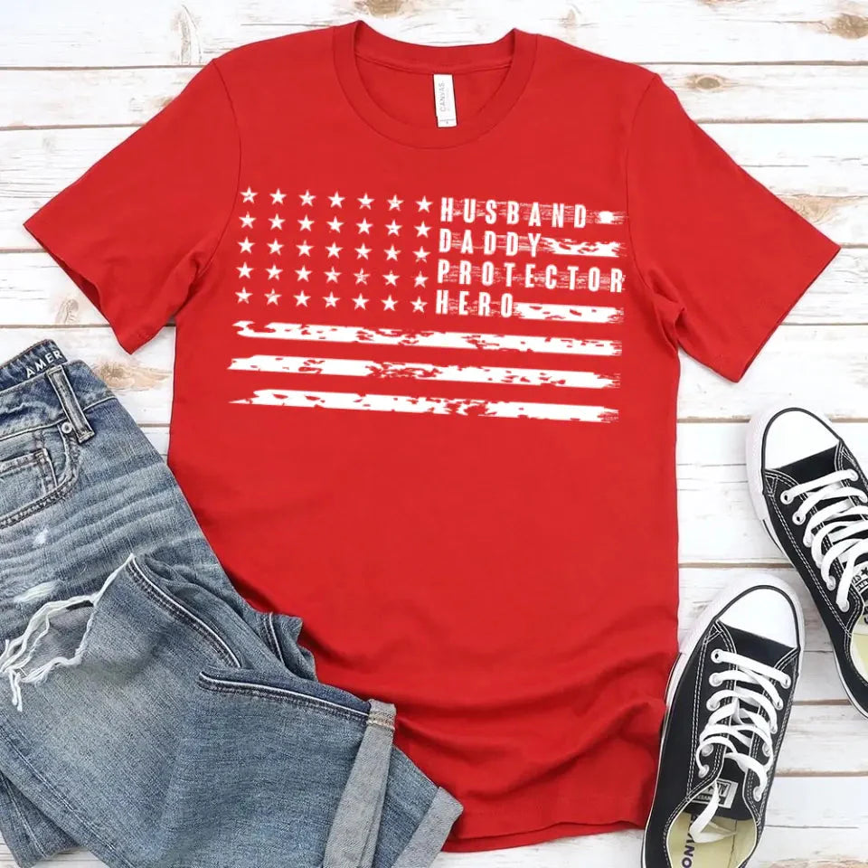 American Dad Flag Patriotic Father's Day T-shirt-Miller Ranch TX