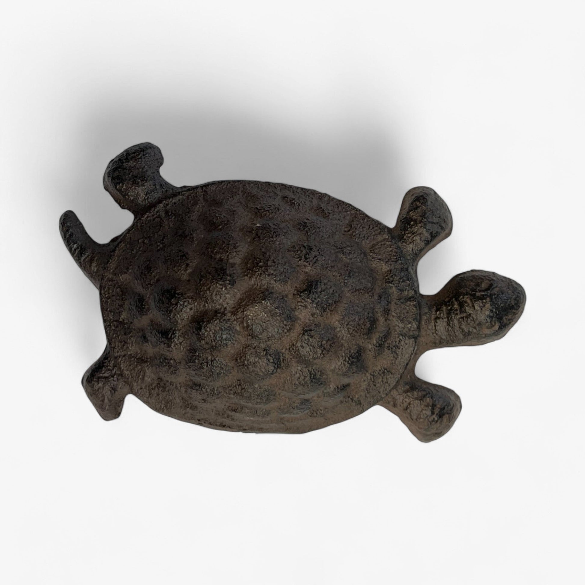 Rustic Cast Iron Turtle Garden Statue, Whimsical Outdoor Decor-Miller Ranch TX