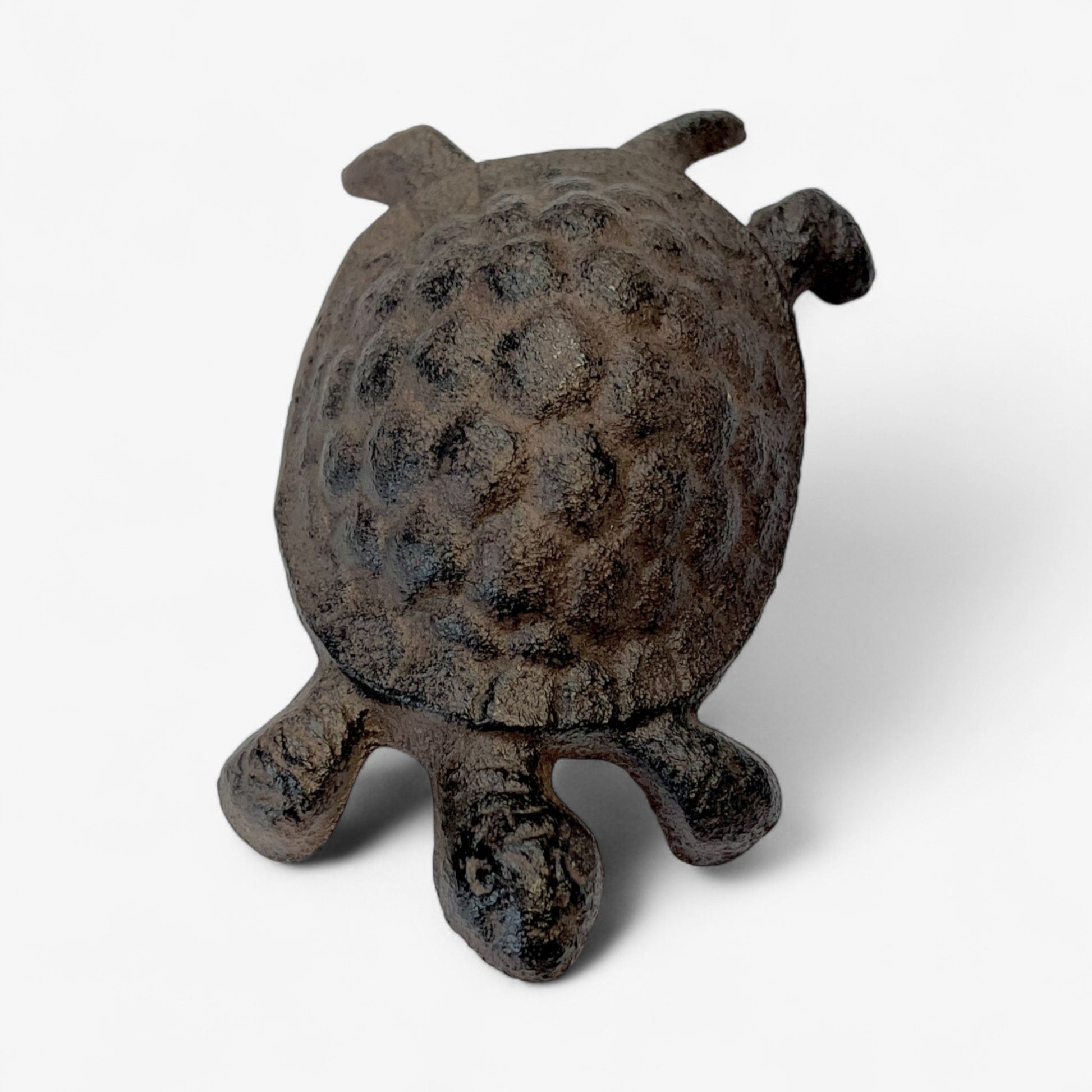 Rustic Cast Iron Turtle Garden Statue, Whimsical Outdoor Decor-Miller Ranch TX