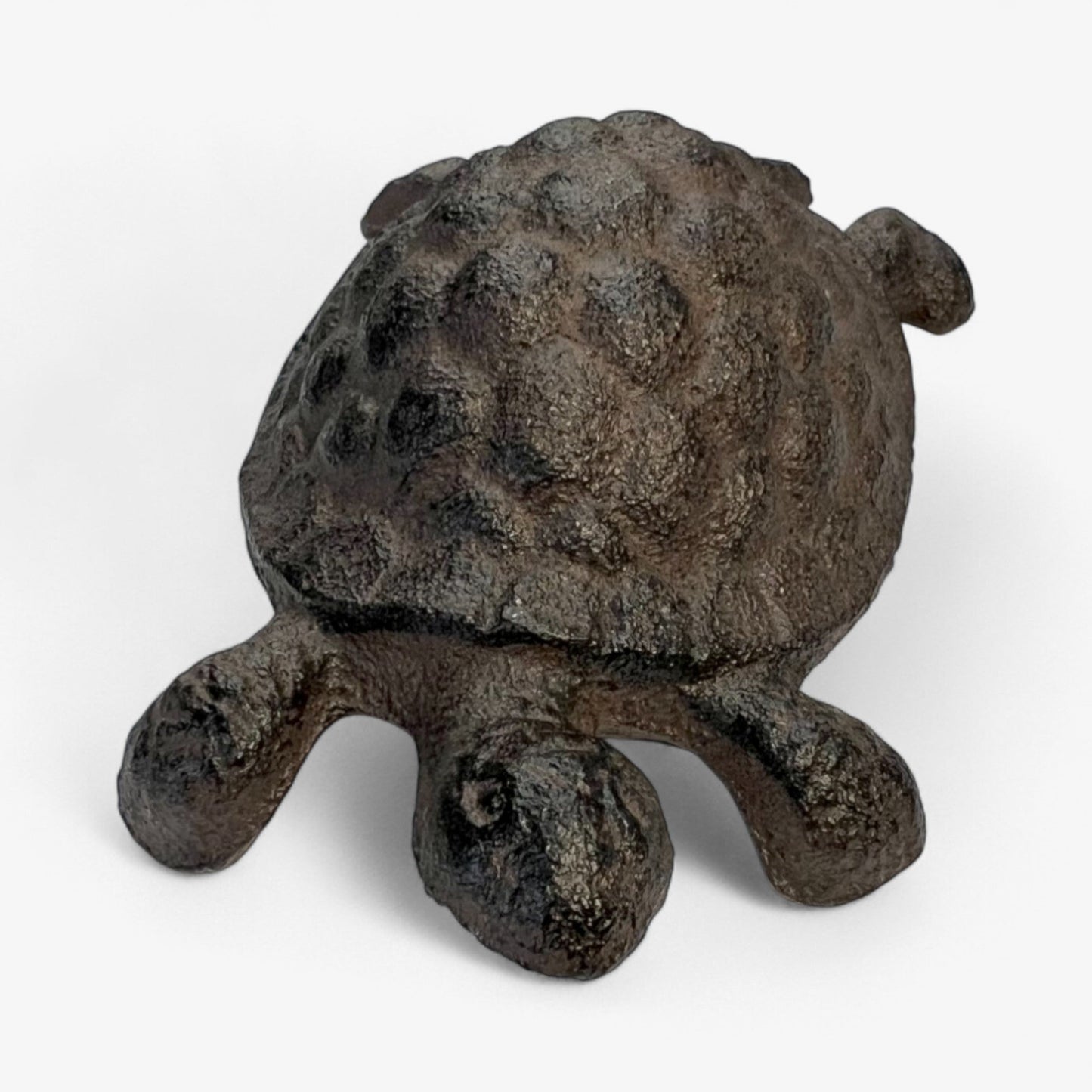 Rustic Cast Iron Turtle Garden Statue, Whimsical Outdoor Decor-Miller Ranch TX