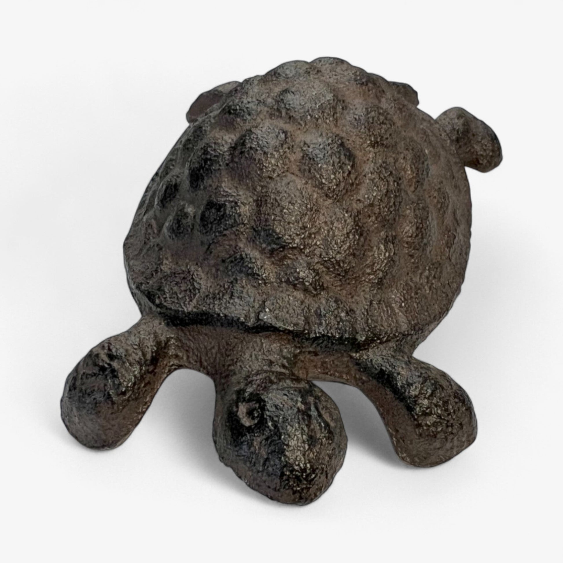 Rustic Cast Iron Turtle Garden Statue, Whimsical Outdoor Decor-Miller Ranch TX