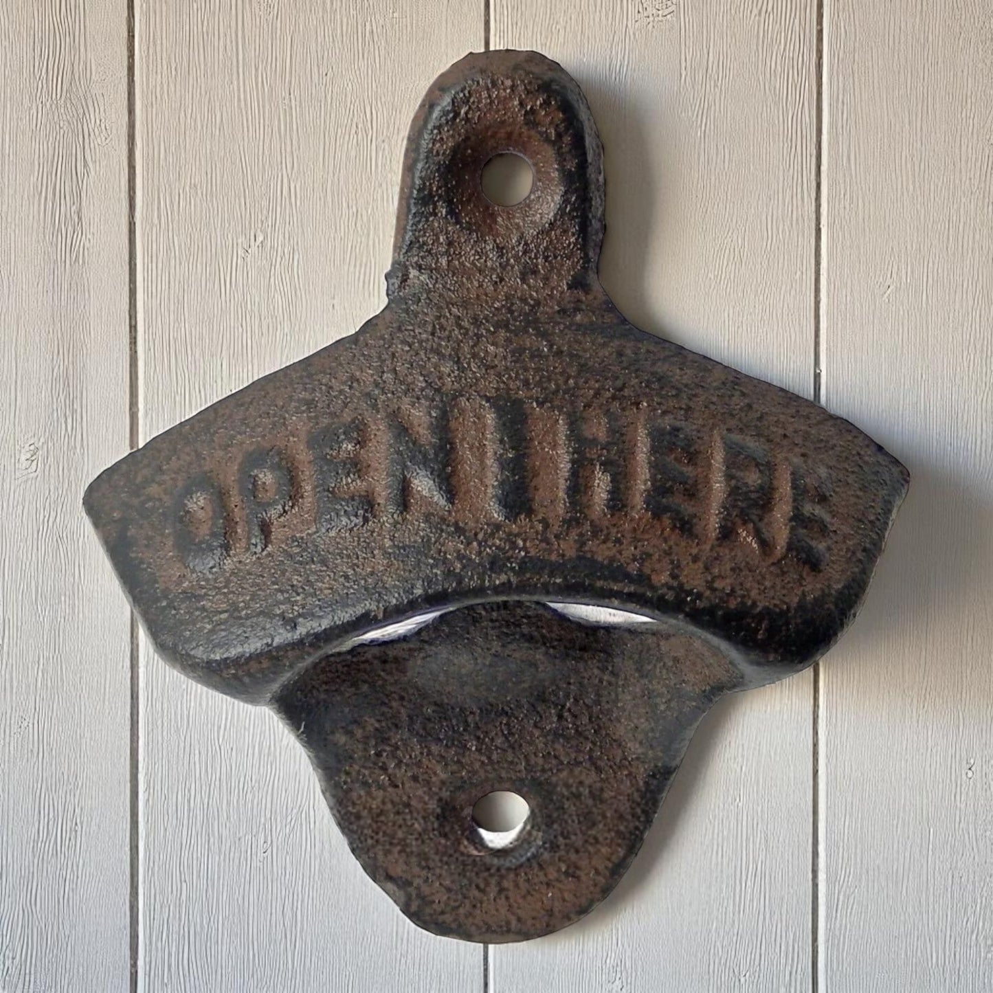 Open Here Cast Iron Bottle Opener - Vintage Rustic Wall-Mounted Bar Accessory for Home, Kitchen & Patio-Miller Ranch TX