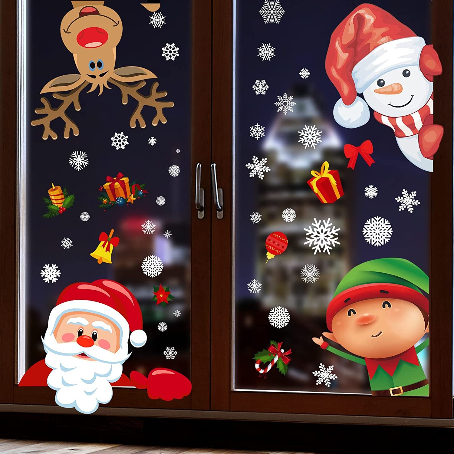 Christmas Decorations - Christmas Window Clings Decorations Stickers Indoor - Snowflakes Window Clings Decor for Home Office Classroom-Miller Ranch TX