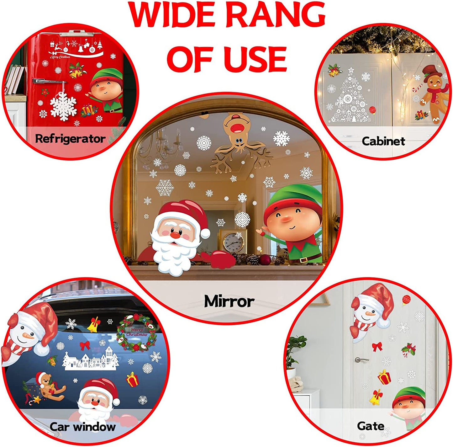 Christmas Decorations - Christmas Window Clings Decorations Stickers Indoor - Snowflakes Window Clings Decor for Home Office Classroom-Miller Ranch TX