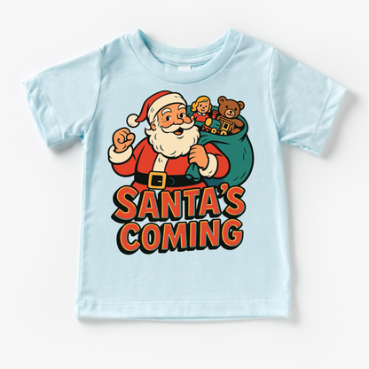 Santa Is Coming Kids Christmas Shirt - Christmas Tee-Miller Ranch TX