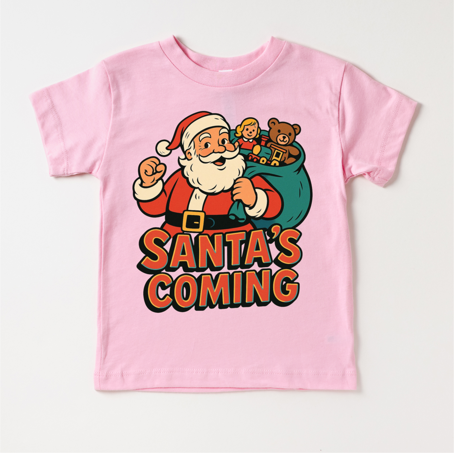 Santa Is Coming Kids Christmas Shirt - Christmas Tee-Miller Ranch TX
