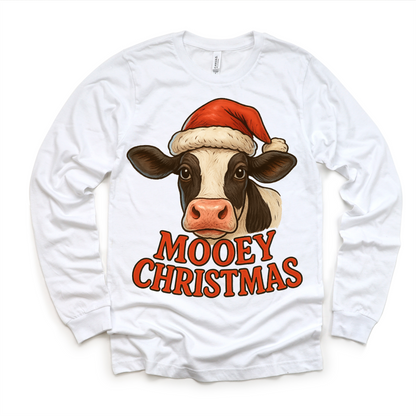 Mooey Christmas Country Cow Shirt - Farm Christmas Tee-Miller Ranch TX