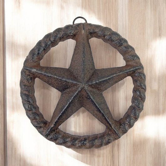 Roped Cast Iron Star - Western Rustic Wall Decor-Miller Ranch TX