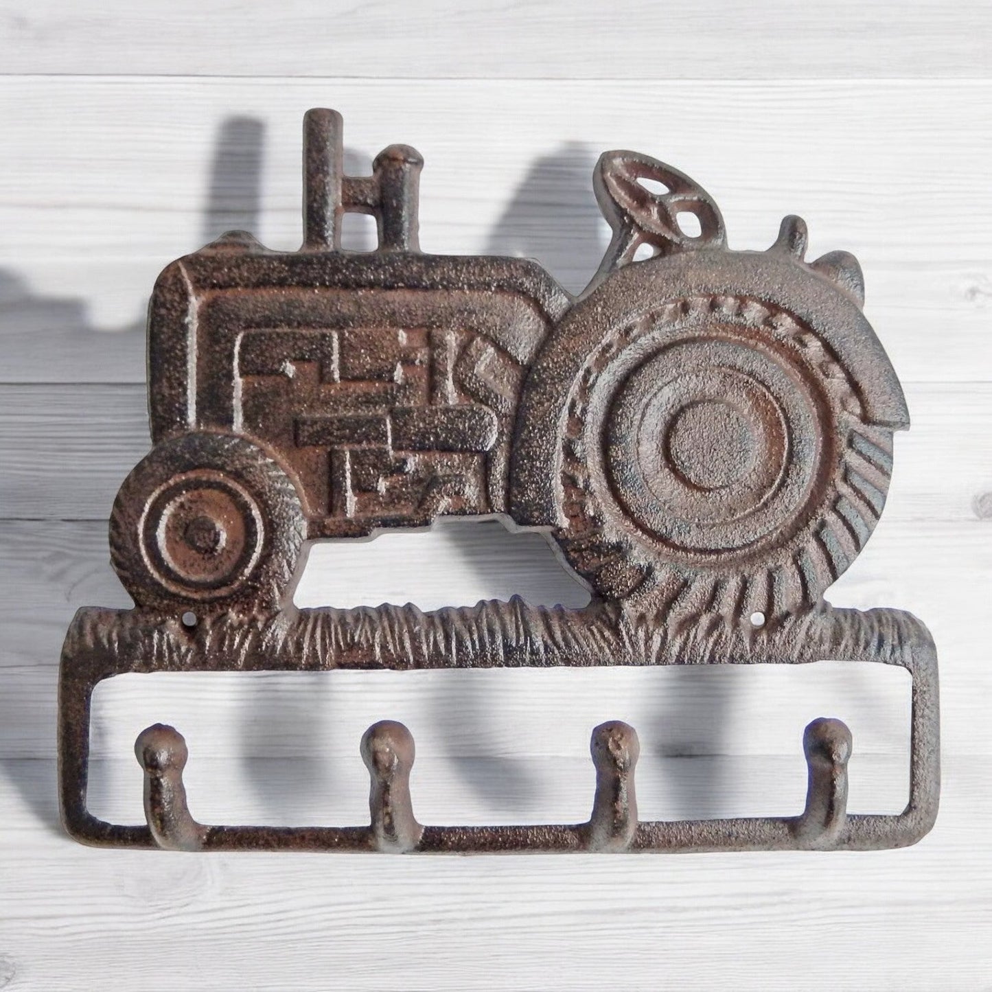 Country Charm Cast Iron Tractor 4 Hook - Farmhouse Wall Organizer-Miller Ranch TX