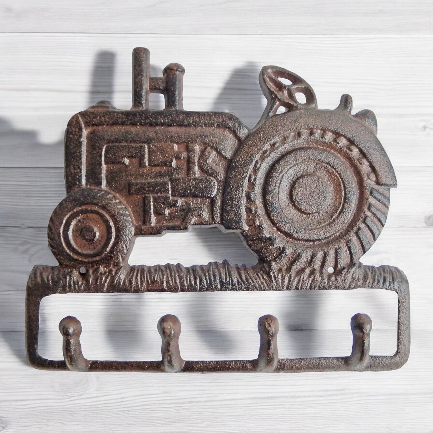 Country Charm Cast Iron Tractor 4 Hook - Farmhouse Wall Organizer-Miller Ranch TX