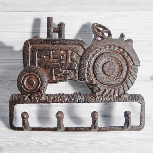 Country Charm Cast Iron Tractor 4 Hook - Farmhouse Wall Organizer-Miller Ranch TX