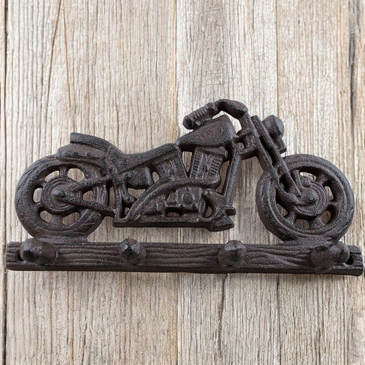 Cast Iron Motorcycle Hook - Rustic Garage Wall Decor, Unique Gift for Dad, Fathers, Men, Harley Lovers, Motorcycle Enthusiast Home Accent-Miller Ranch TX