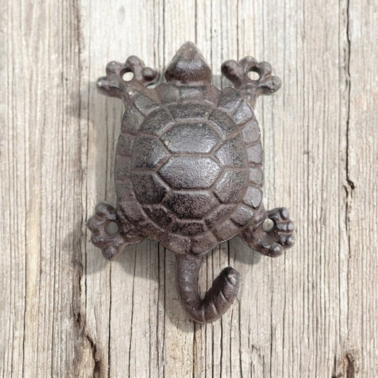 Seaside Cast Iron Turtle Hook - Nautical Marine Wall Accessory-Miller Ranch TX