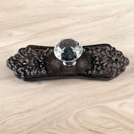 Sparkling Cast Iron Crystal Drawer Pull, Vintage Glam Cabinet Knob-Miller Ranch TX