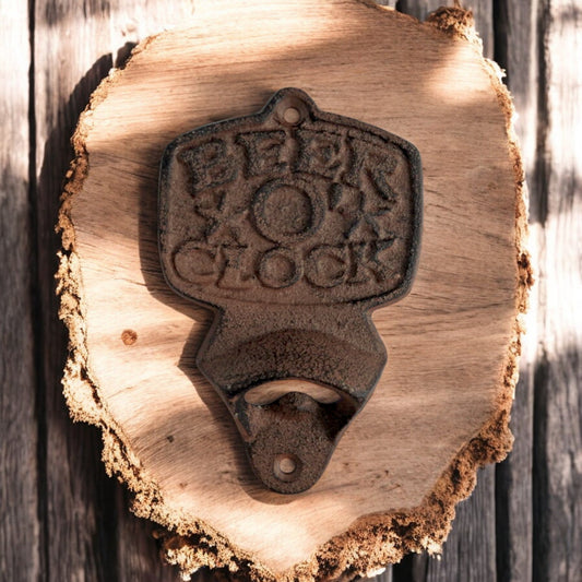 Fun Cast Iron Beer O Clock Bottle Opener - Rustic Bar Essential-Miller Ranch TX