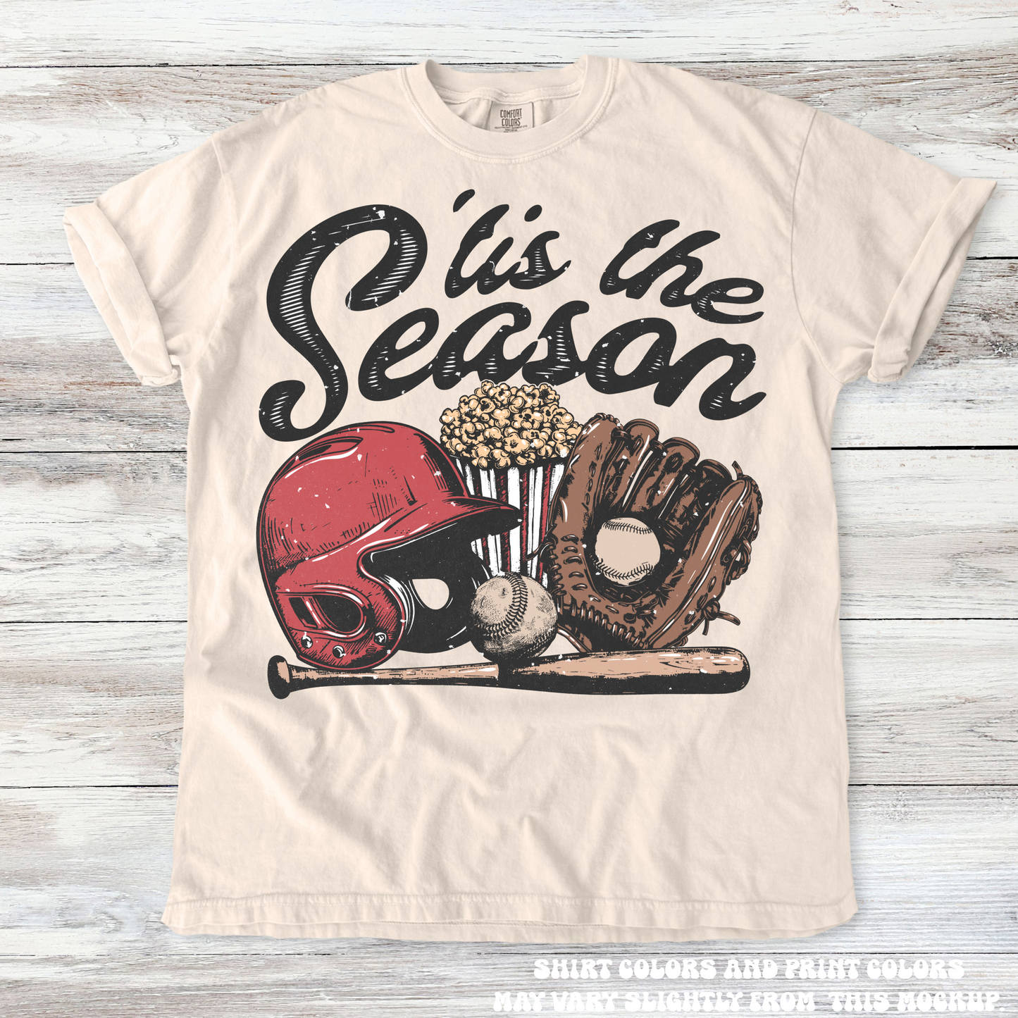 Retro Baseball Tis The Season Shirt - Printed On Comfort Colors-Miller Ranch TX