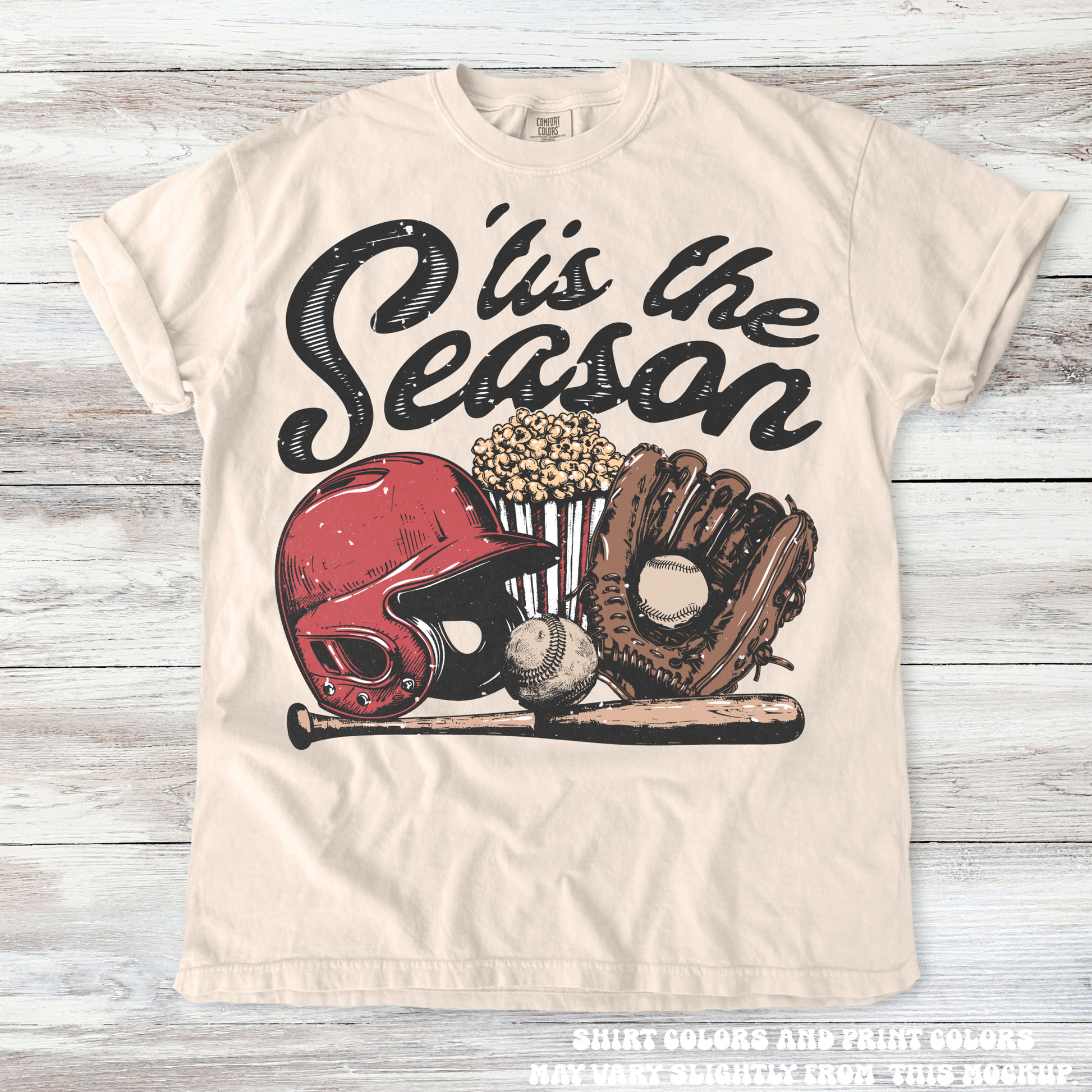 Retro Baseball Tis The Season Shirt - Printed On Comfort Colors-Miller Ranch TX