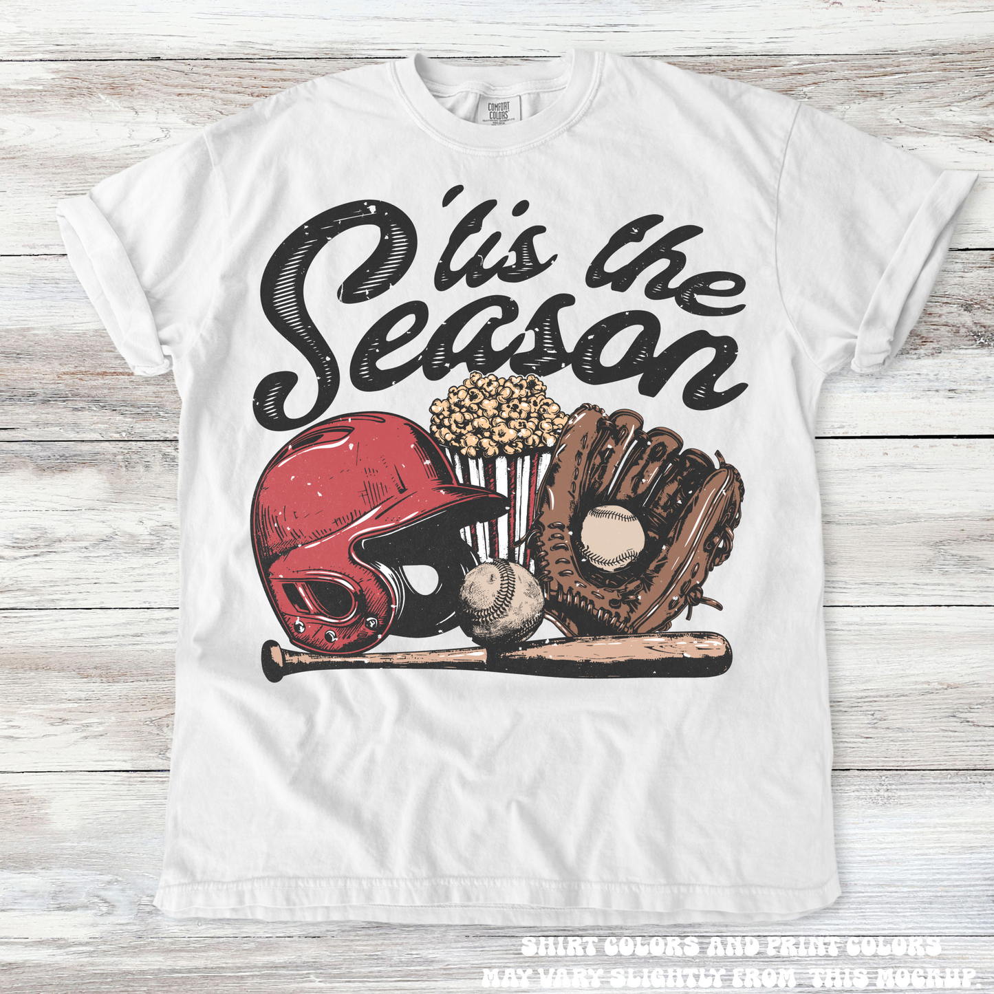 Retro Baseball Tis The Season Shirt - Printed On Comfort Colors-Miller Ranch TX