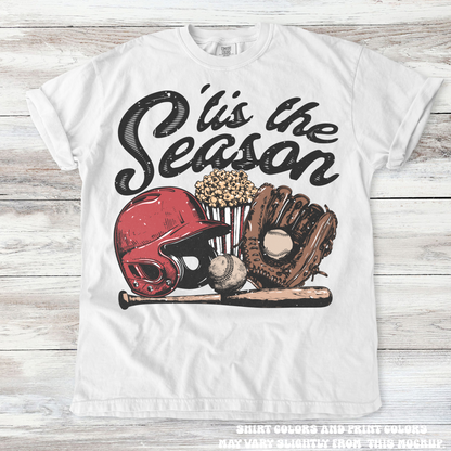 Retro Baseball Tis The Season Shirt - Printed On Comfort Colors-Miller Ranch TX