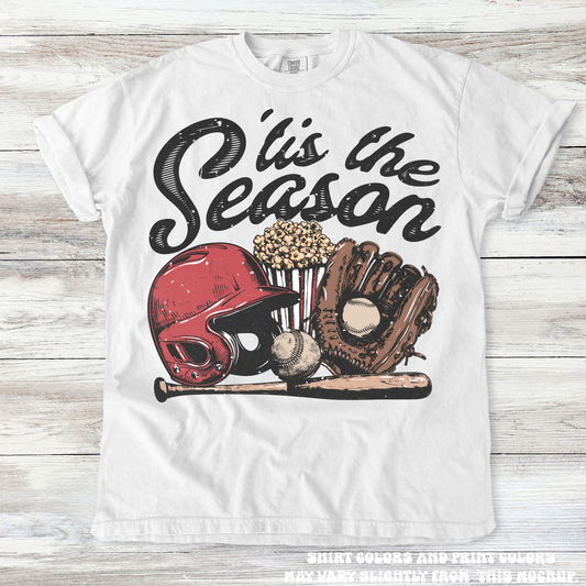 Retro Baseball Tis The Season Shirt - Printed On Comfort Colors-Miller Ranch TX