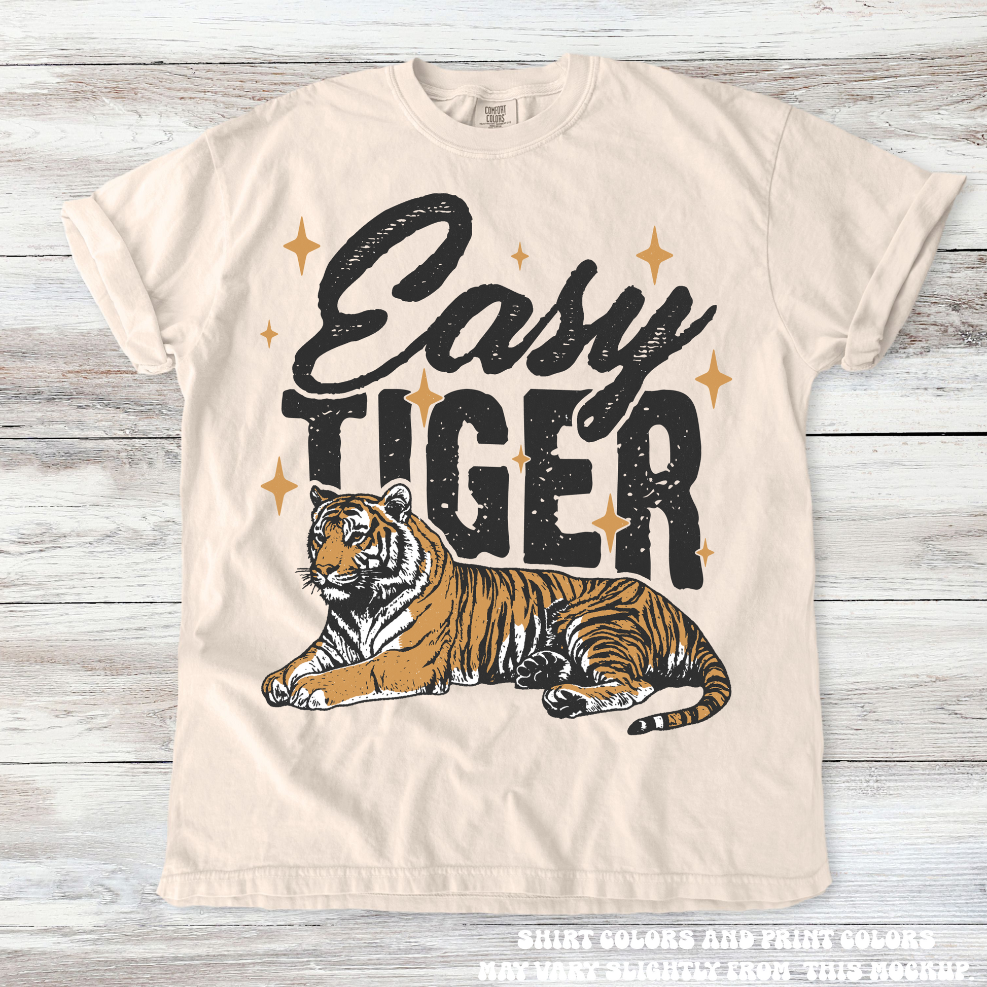 Retro Easy Tiger Shirt - Printed On Comfort Colors-Miller Ranch TX
