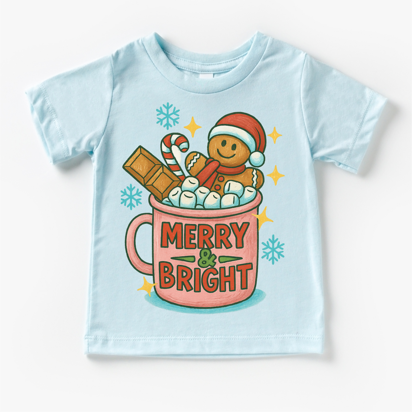 Merry & Bright Gingerbread Man Shirt - Christmas Tee-Miller Ranch TX