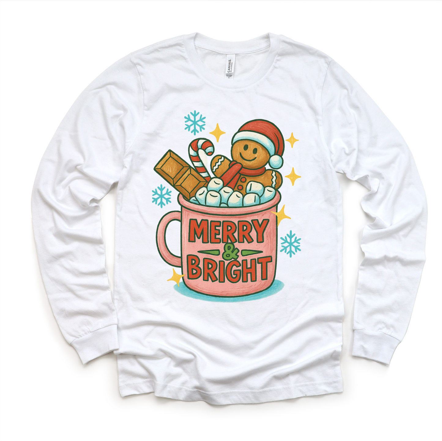 Merry & Bright Gingerbread Man Shirt - Christmas Tee-Miller Ranch TX