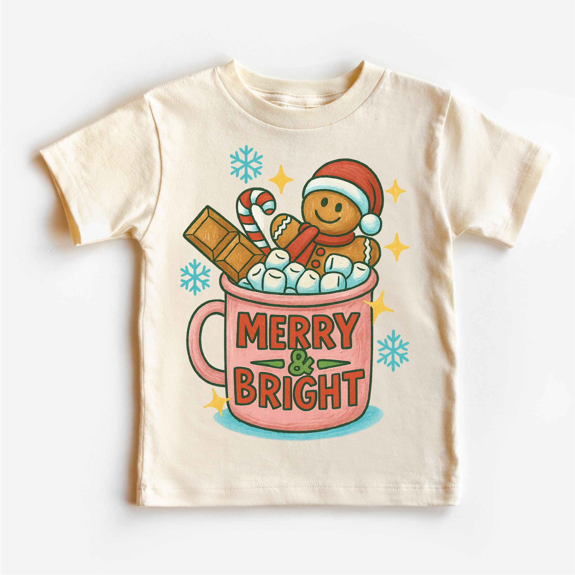 Merry & Bright Gingerbread Man Shirt - Christmas Tee-Miller Ranch TX