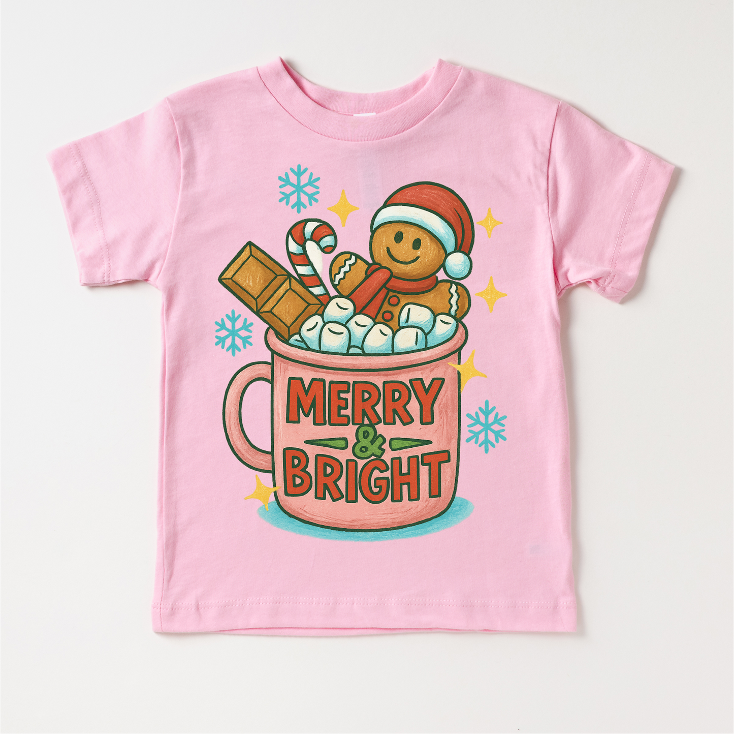 Merry & Bright Gingerbread Man Shirt - Christmas Tee-Miller Ranch TX