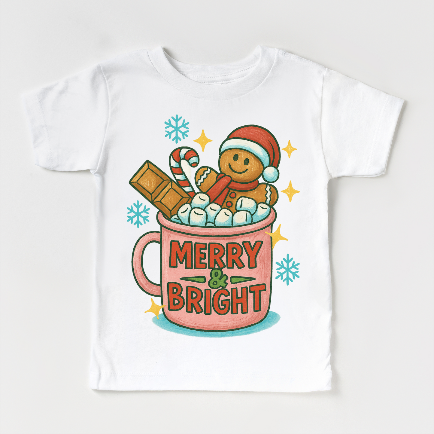 Merry & Bright Gingerbread Man Shirt - Christmas Tee-Miller Ranch TX
