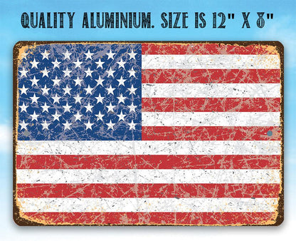 American Flag Grunge - Metal Sign-Miller Ranch TX