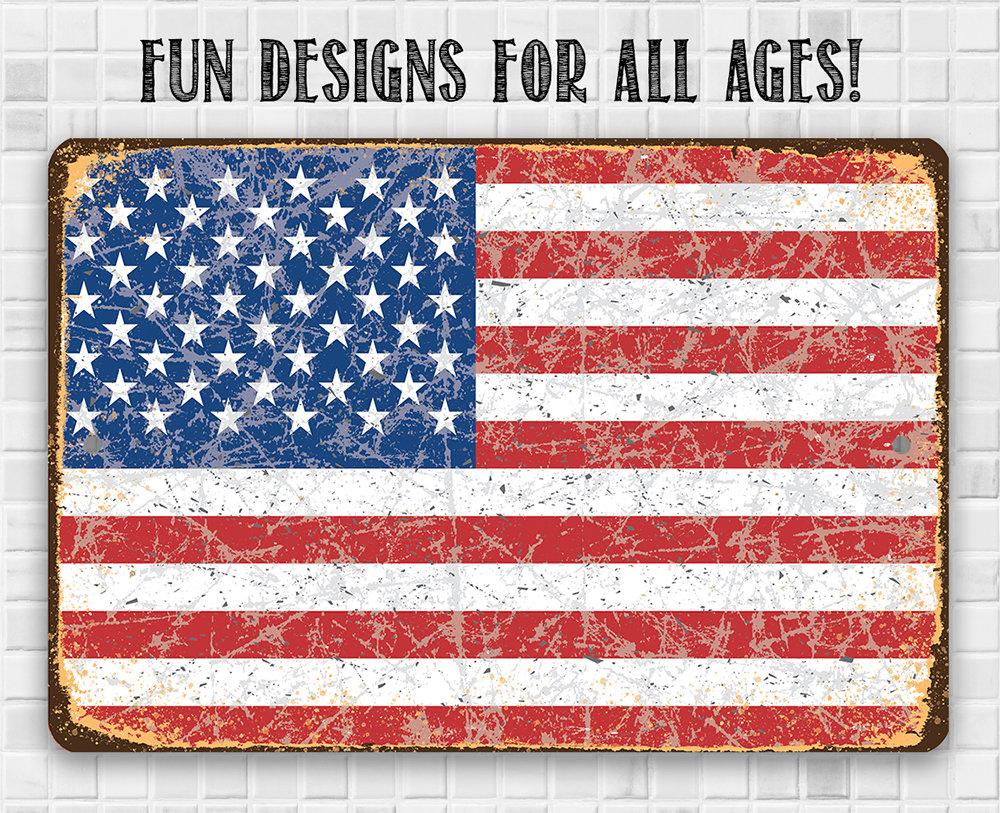 American Flag Grunge - Metal Sign-Miller Ranch TX