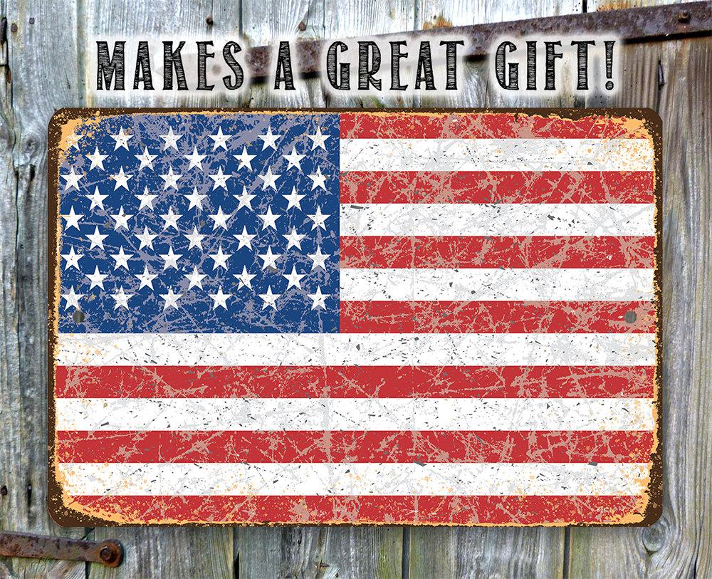 American Flag Grunge - Metal Sign-Miller Ranch TX