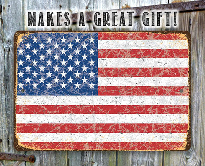 American Flag Grunge - Metal Sign-Miller Ranch TX