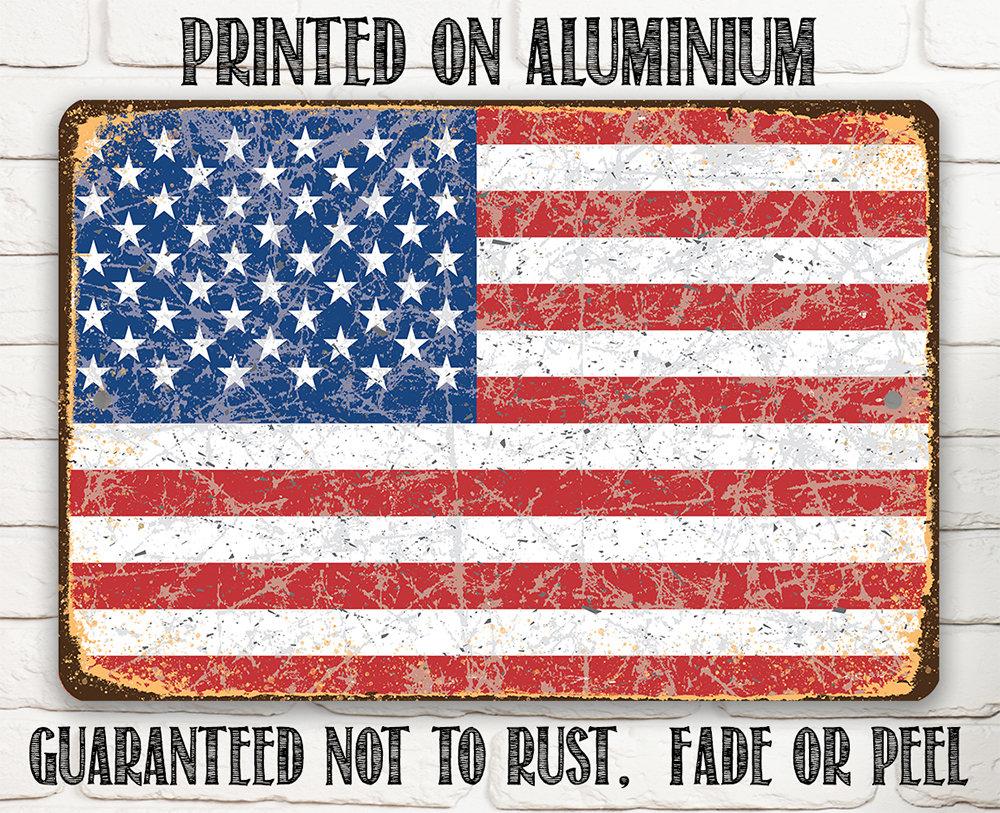 American Flag Grunge - Metal Sign-Miller Ranch TX