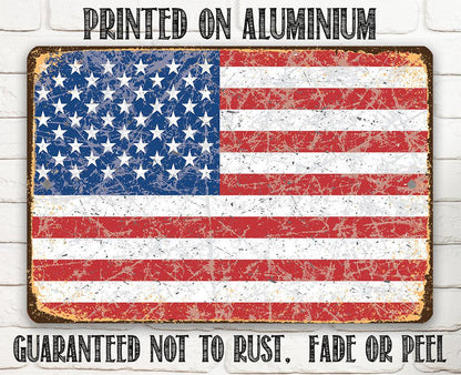 American Flag Grunge - Metal Sign-Miller Ranch TX