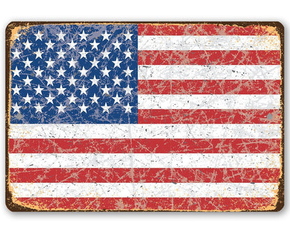 American Flag Grunge - Metal Sign-Miller Ranch TX