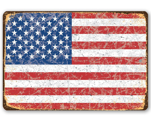 American Flag Grunge - Metal Sign-Miller Ranch TX
