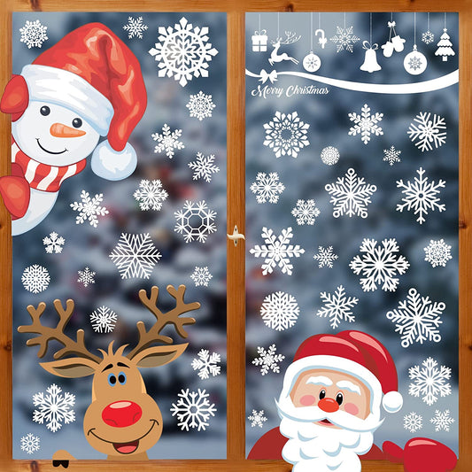 Christmas Decorations - Christmas Window Clings Decorations Stickers Indoor - Snowflakes Window Clings Decor for Home Office Classroom-Miller Ranch TX
