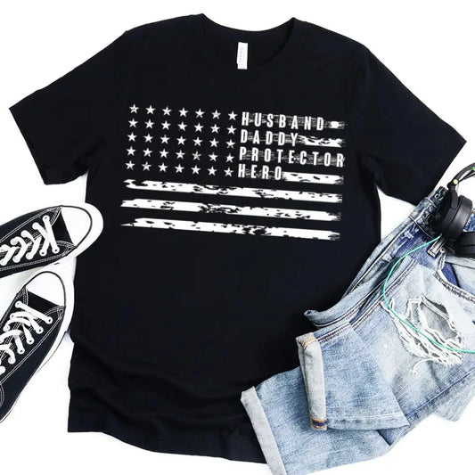 American Dad Flag Patriotic Father's Day T-shirt-Miller Ranch TX