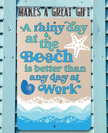 A Rainy Day At The Beach - Metal Sign-Miller Ranch TX