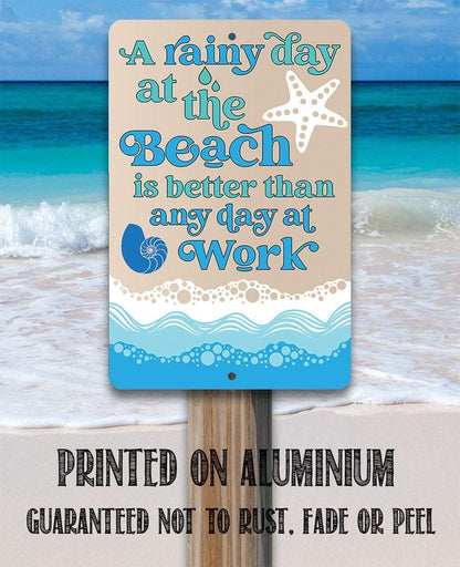 A Rainy Day At The Beach - Metal Sign-Miller Ranch TX