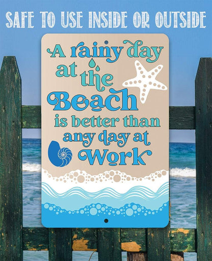 A Rainy Day At The Beach - Metal Sign-Miller Ranch TX